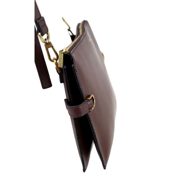 Fossil BROWN GENUINE LEATHER TWO COMPARTMENTS X-BODY SHOULDER BAG HANDBAG PURSE - Picture 4 of 16